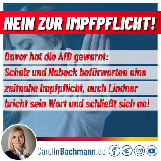 Carolin Bachmann (MdB): Nein zur Impfpflicht!