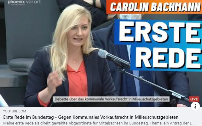 Carolin Bachmanns erste Rede als direkt gewählte Abgeordnete für Mittelsachsen im Bundestag