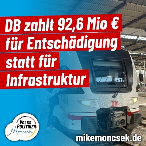 DB zahlt 92,6 Mio € für Entschädigung statt für Infrastruktur