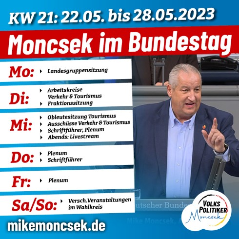 MONCSEK im Bundestag KW 21 (22.05.-28.05.2023):