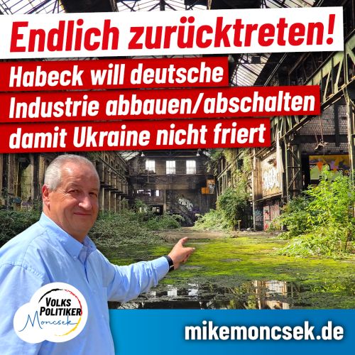 Habeck will deutsche Industrie abbauen/abschalten damit Ukraine nicht friert