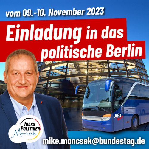 Einladung in das politische Berlin vom 09.-10.11.2023