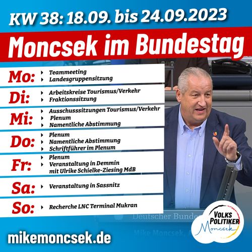 MONCSEK im Bundestag in der KW 38/2023 (18.09.-24.09.2023)